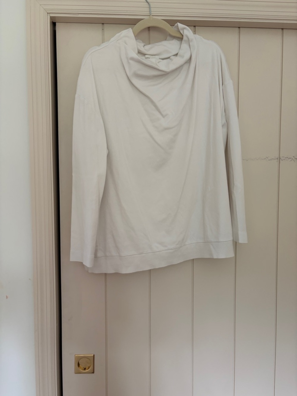 COS Off-White Draped Neck Long Sleeve Top